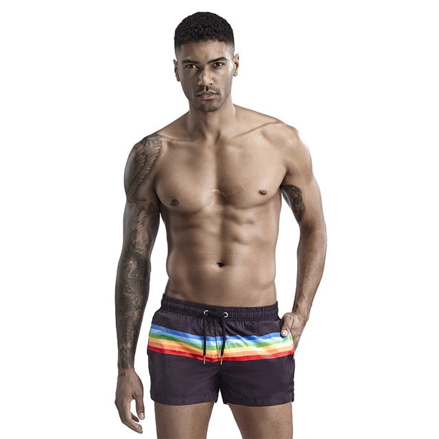 Rainbow Stripe Decorated Sporty Shorts