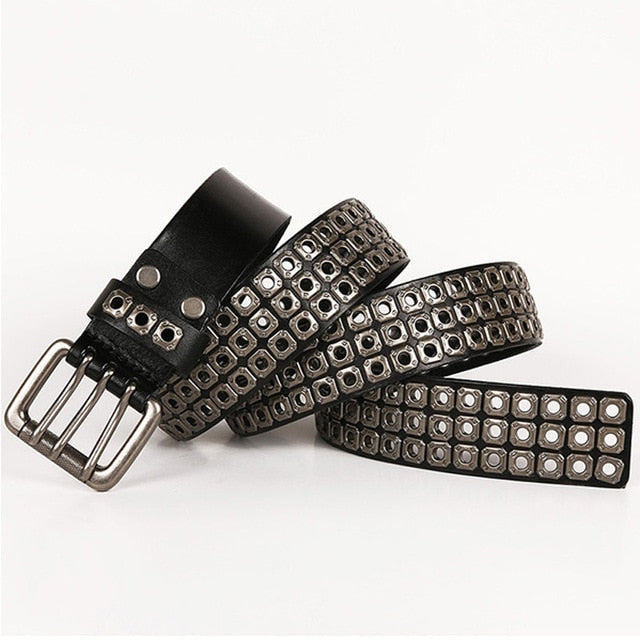 Punk Metal Studded Genuine Leather Belt