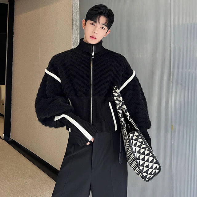 Casual Stripe Contrast Knitting Jacket