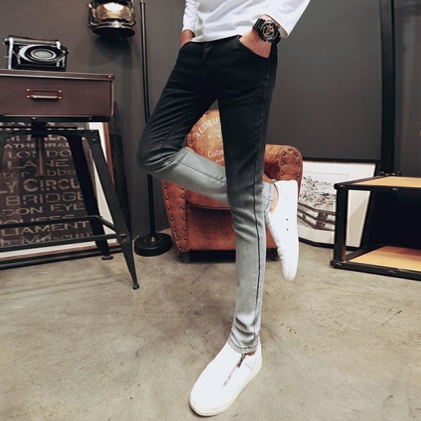Black Gradient Color Slim Fit Men Skinny Jeans - FanFreakz