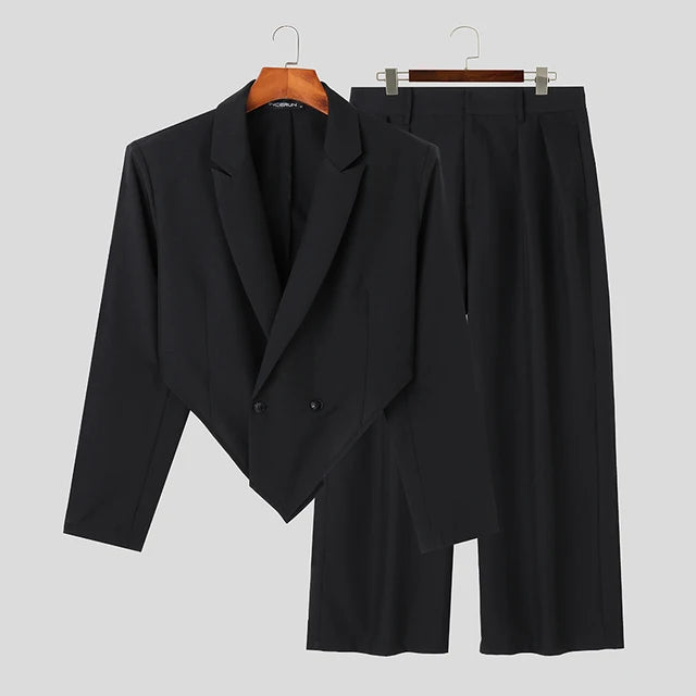 Solid Color Irregular Blazer Suit