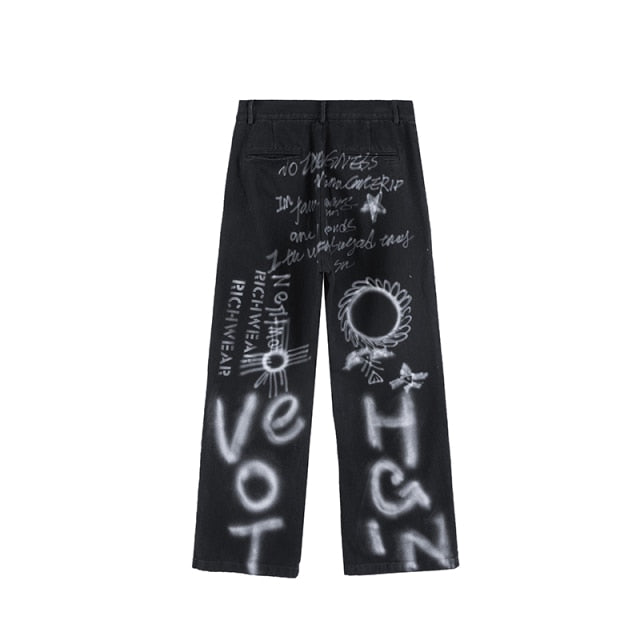 Letters Graffiti Streetwear Loose Jeans