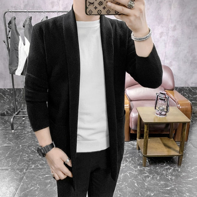 Plain Color Knitted Solid Cardigan