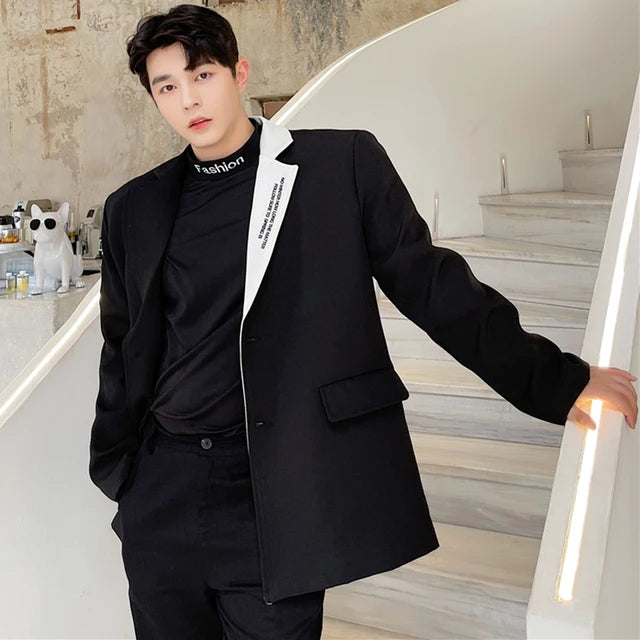Chic Dissymmetry Lapel Letter Blazer
