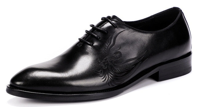 Elegant Design with Bird Art Painting Details Men Oxford Shoes