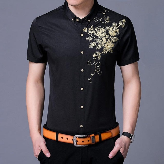 Golden Rose Printed Short-Sleeved Shirts