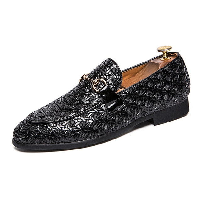 Glossy PU Pattern with Buckle Men Loafers