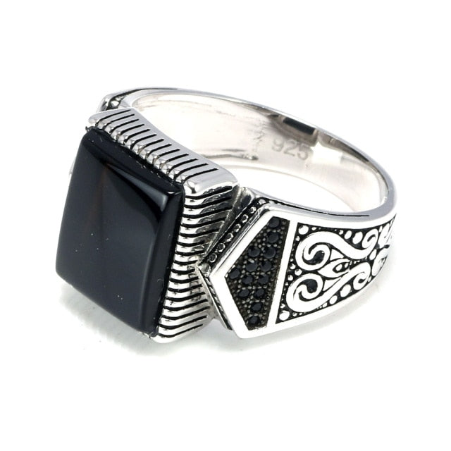 Antique Turkish Silver Black Stone Rings