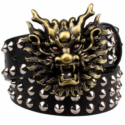 Big Rivet Dragon Head Metal Buckle Punk Style Men Belt