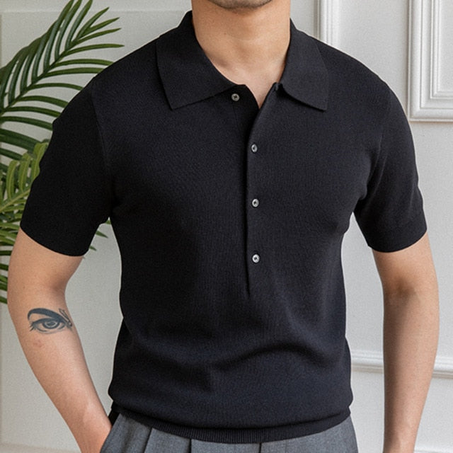 Simple Casual Knitted Men Polo Shirt