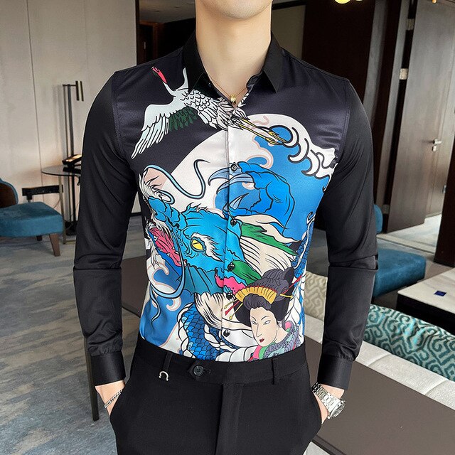 Blue Dragon Princess Printed Long Sleeve Shirt