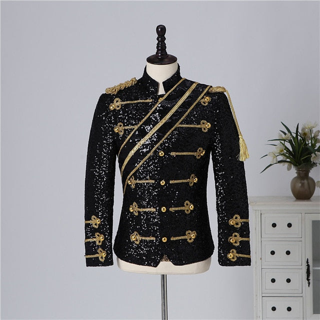 Polyester England Style Mandarin Collar Blazer