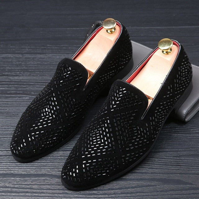 Geometric Rhinestones Men Soft Classic Look Loafers