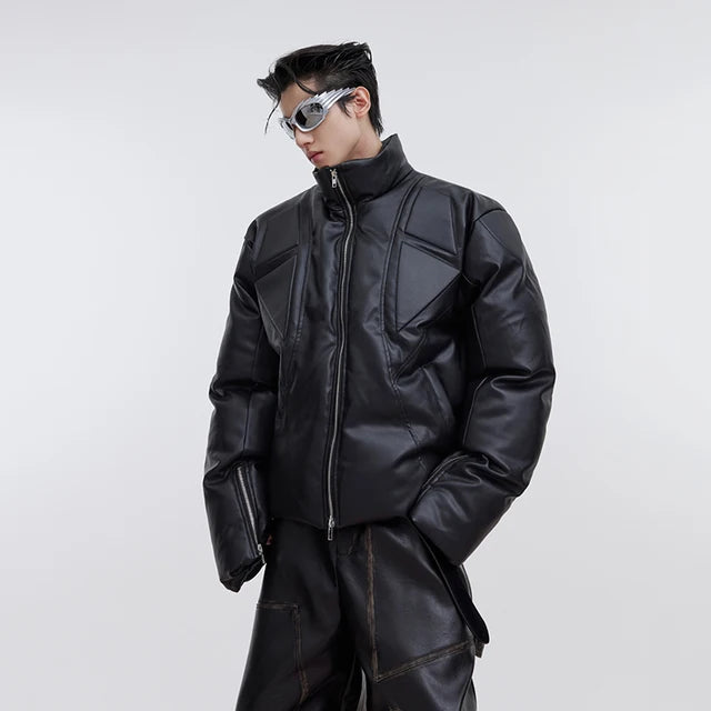 Oversize PU Leather Padded Jacket