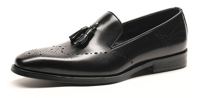 Elegant Formal Style Loafers with Tassel Men Leather Shoes