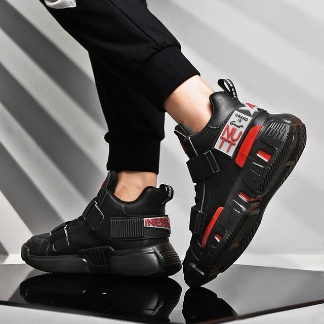 Casual Black White Green Strap Lace Men Sneakers