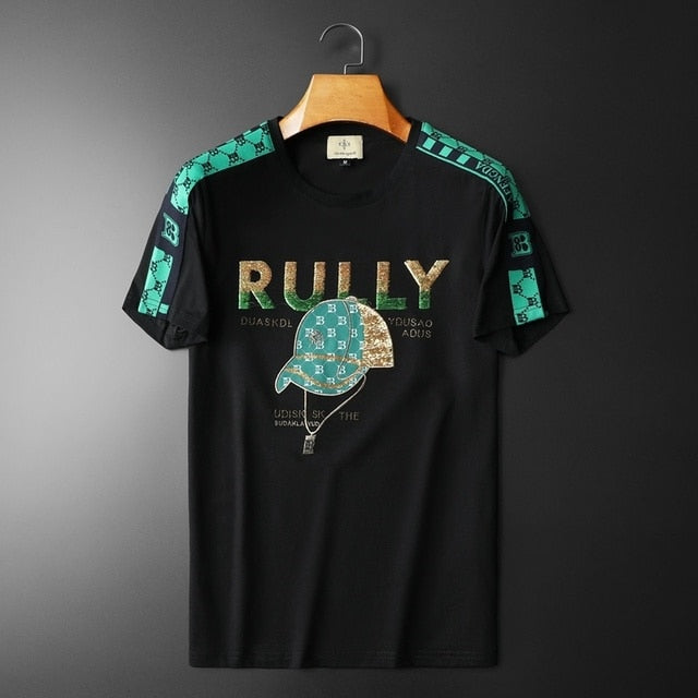 Embroidery Blink Hat Pattern Men T-Shirt