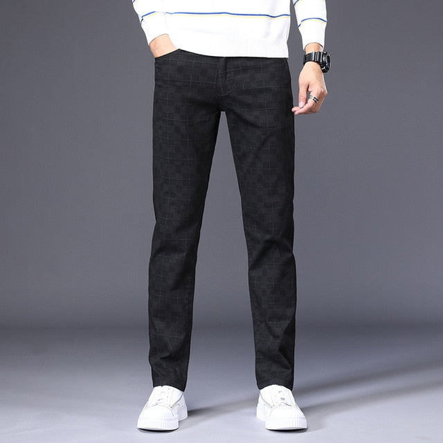Plaid and Geometric Patterned Regular Fit Trousers