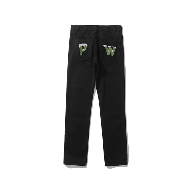 Printed Decoration On Back Straight Loose Jeans