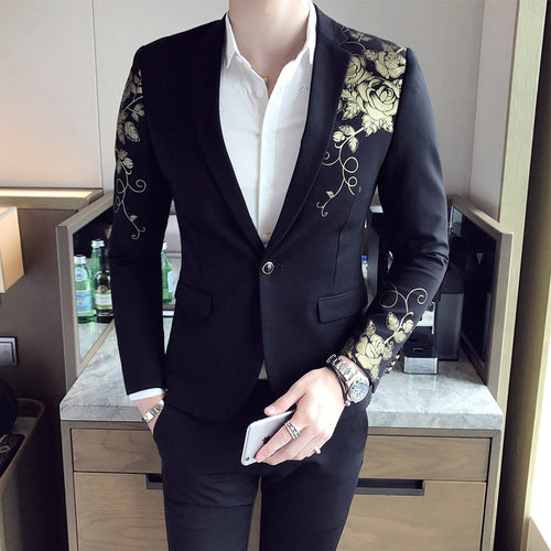 Lincoln Flower Gold Print Blazer