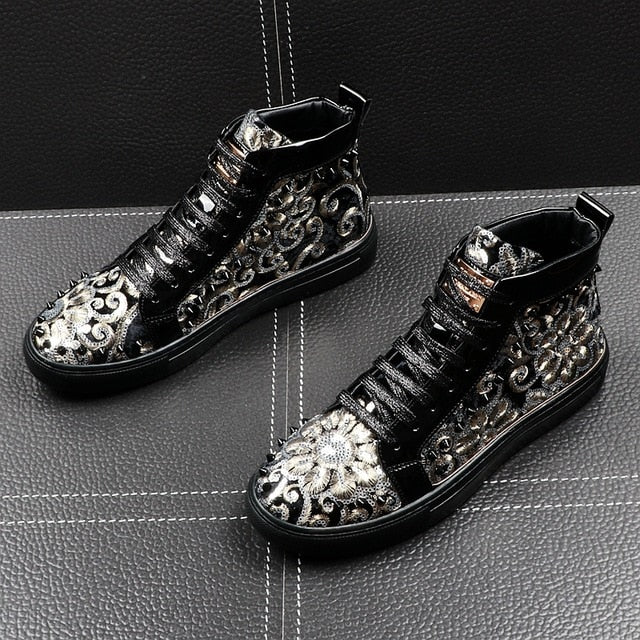 Dazzling Sequin Embroidery Youth Casual Style Men Sneaker