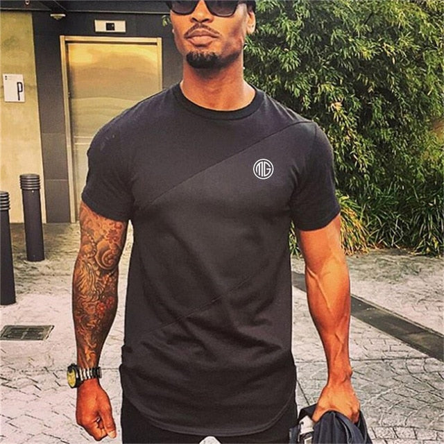 Cotton Mesh Solid Fitness Style Men Short Sleeves T-Shirt