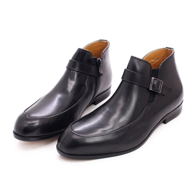 Children Genuine Leather Zipper Buckle Ankle Boots