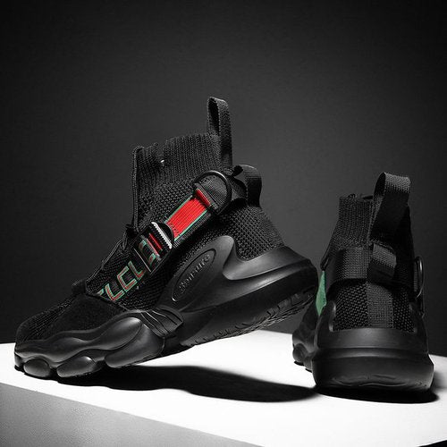 Chunky Mesh High Top with Buckle Strap Casual Men Sneaker