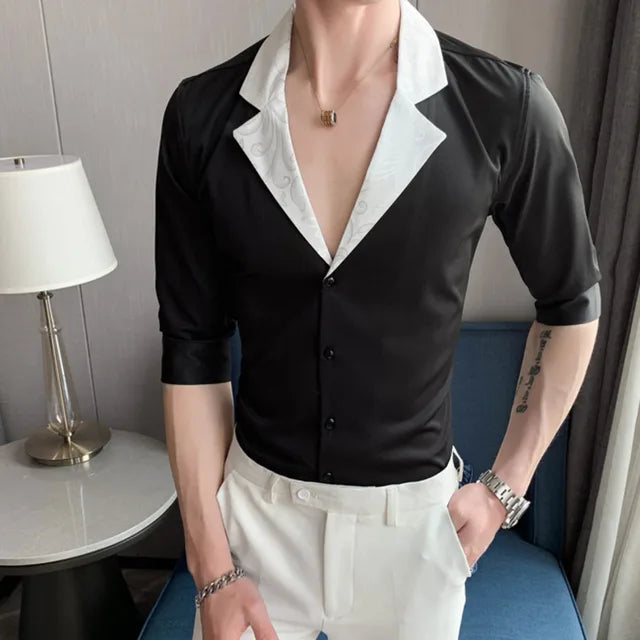 Casual Solid Jacquard Stitched Shirt