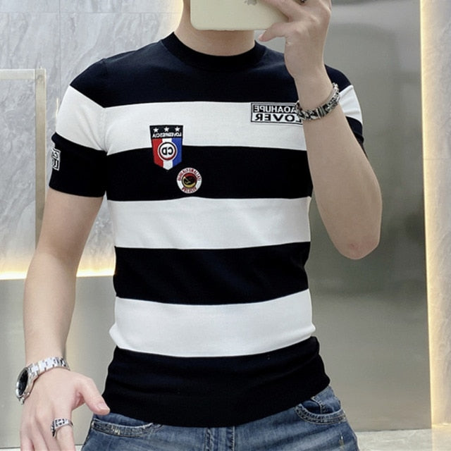 Big Stripes with Patch Short Sleeve T-Shirt