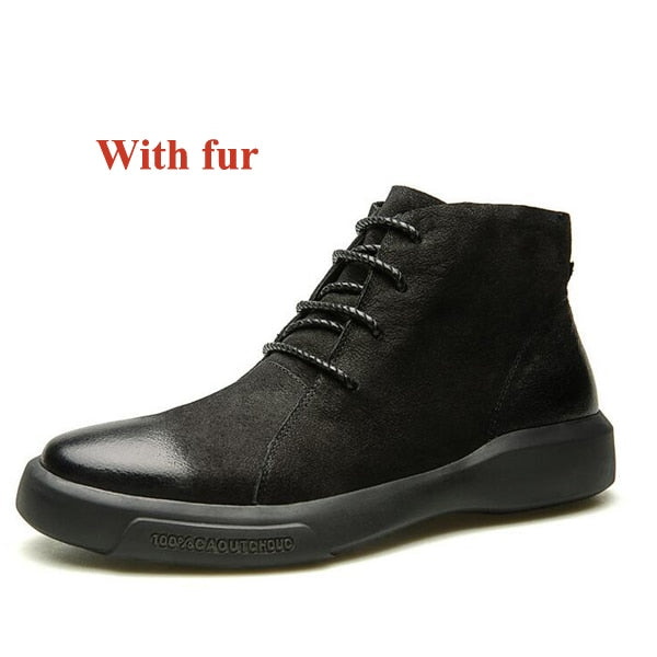Black Green Lace Up Leather Combination Men Ankle Boots - FanFreakz