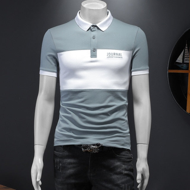 Contrast Center Style Printed Letter Polo Shirt