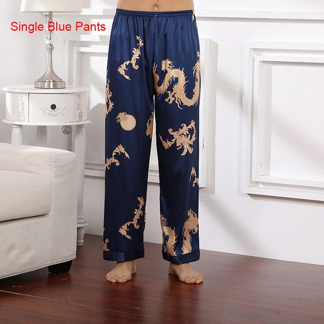 Dragon Pattern Satin Pajamas Robe