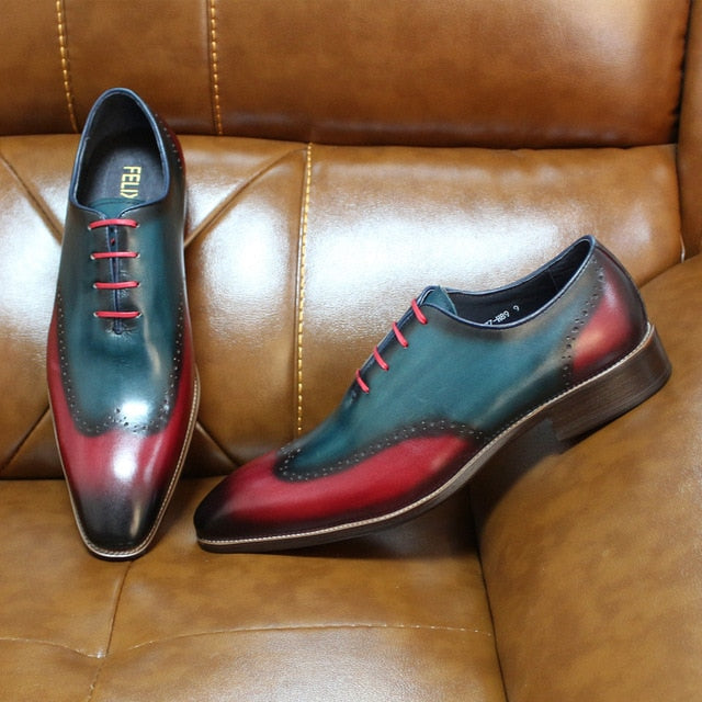 Two Tones Wingtip Men Brogue Lace Up Leather Shoe