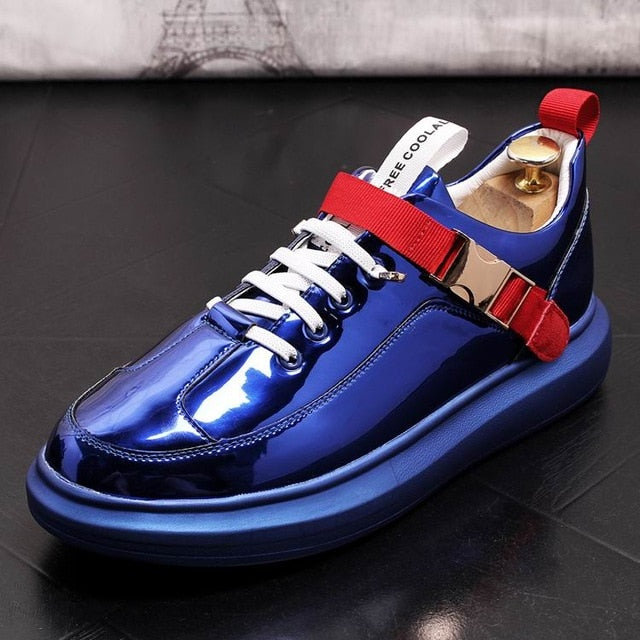 Fancy Casual Lace Up with Red Strap Buckle Men Sneaker