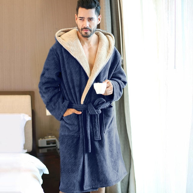 Shawl Collared Solid Winter Pajama Robe