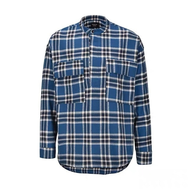 Classic Colors Tartan Chest Pockets Men Shirt