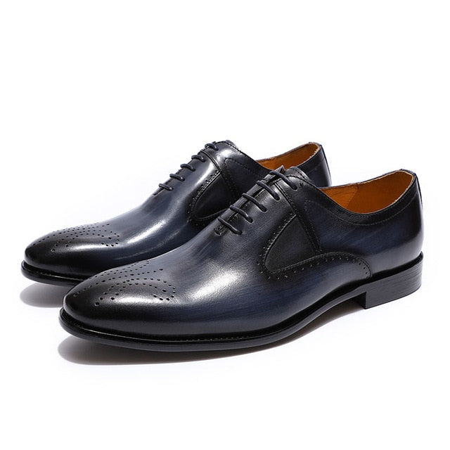 Formal Plain Toe Handmade Color Men Oxford Leather Shoes