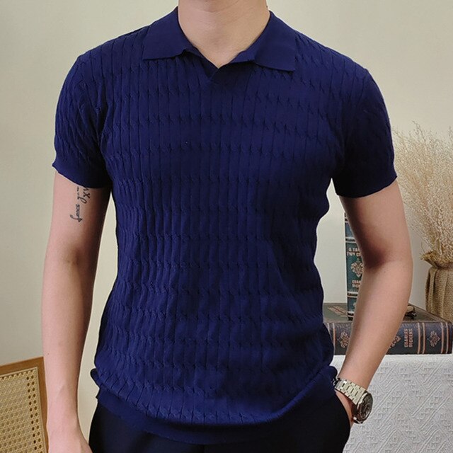 Summer Breathable Knitted Men Polo Shirt