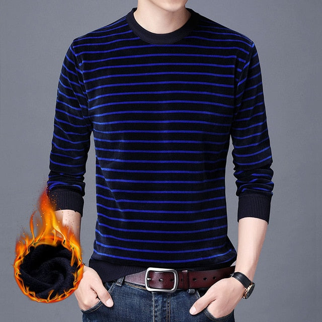 Horizontal Line Two-Tone Casual Knitted Sweater