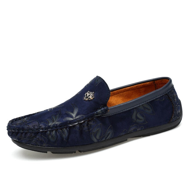 Casual Slip On Floral Artificial Leather Men Loafers Shoes