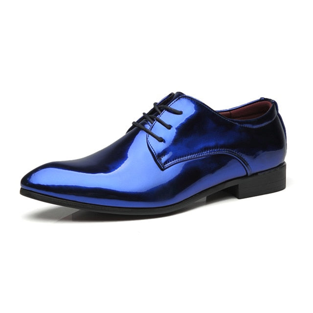 Lux Glossy Lace Up Men Oxfords Shoes