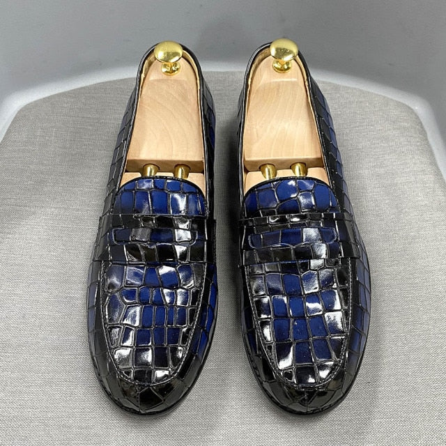 Classic Alligator Print Genuine Leather Slip-On Loafers