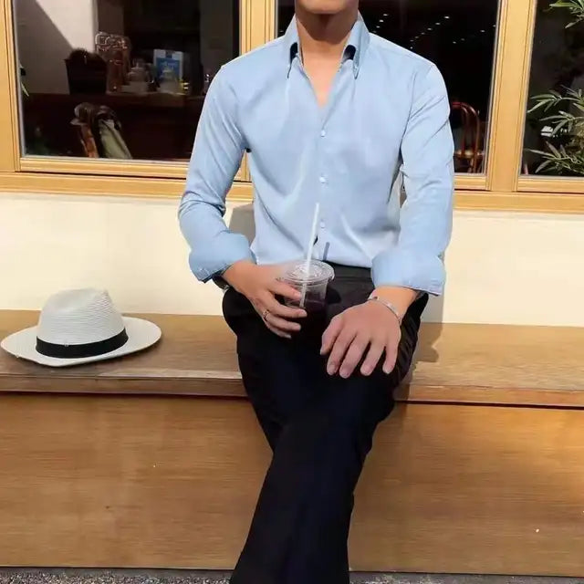 Solid Polyester Long Sleeve Shirt