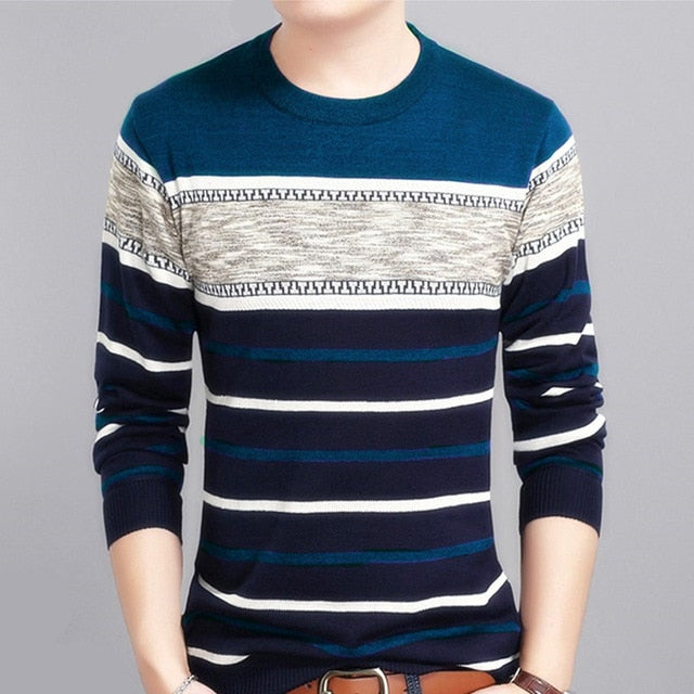 Multi-Color Striped O-Neck Sweater