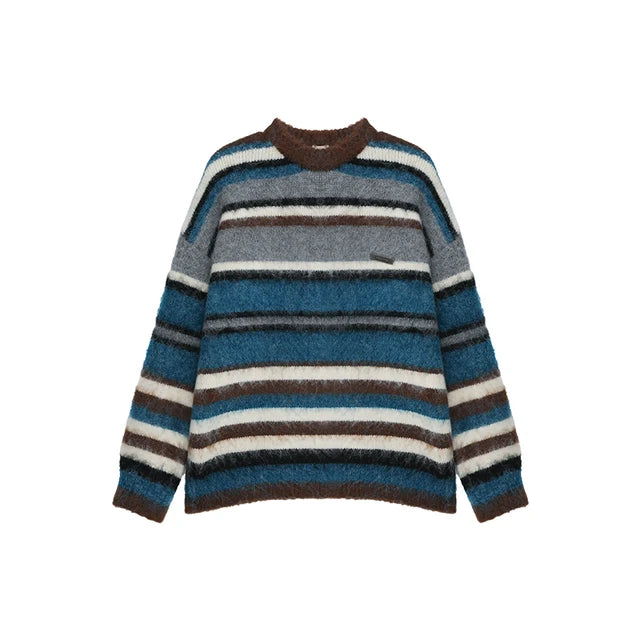 Colorful Stripes Round Neck Sweater