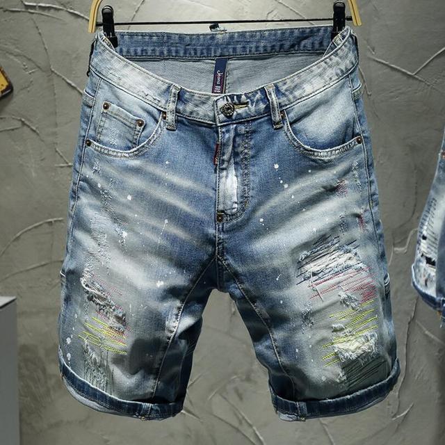 Blue Holes Denim Little Paint Shorts