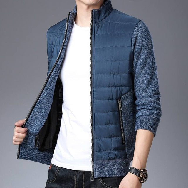 Knitted Monocolor Padded Cardigan Sweater