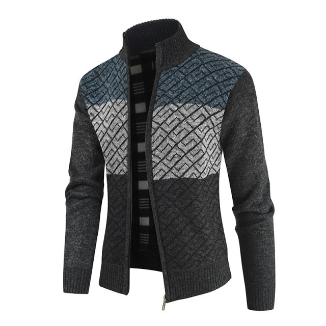 Winter Jagged Knitted Tricolor Cardigan