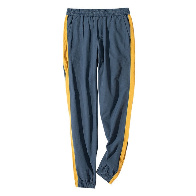 Casual Side Stripes Color Block Patchwork Style Men Pants